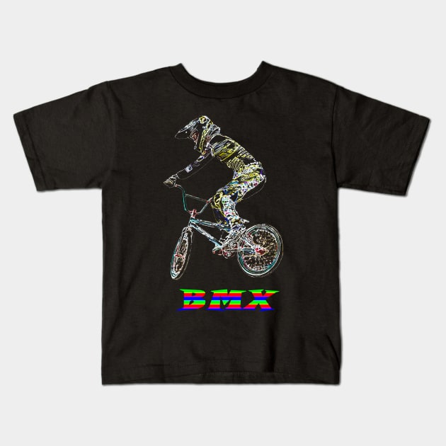 bmx Kids T-Shirt by rickylabellevie